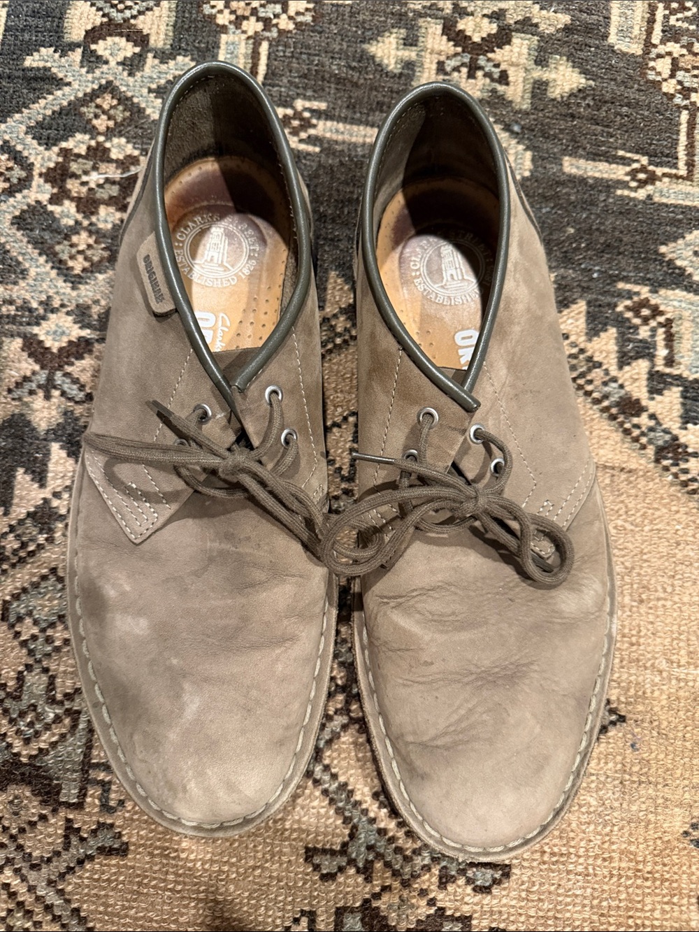 Clarks Men’s Taupe Suede Lace-Up Boots